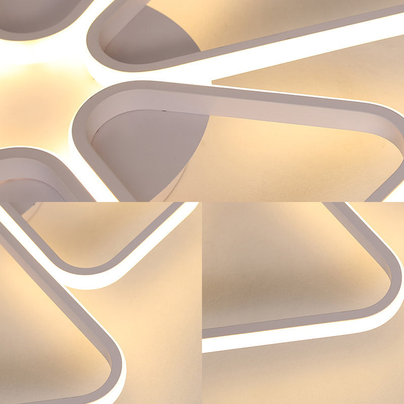 Floral Shape Acrylic Led Ceiling Light In Simple Brown/White For Child Room - Warm/White Lighting