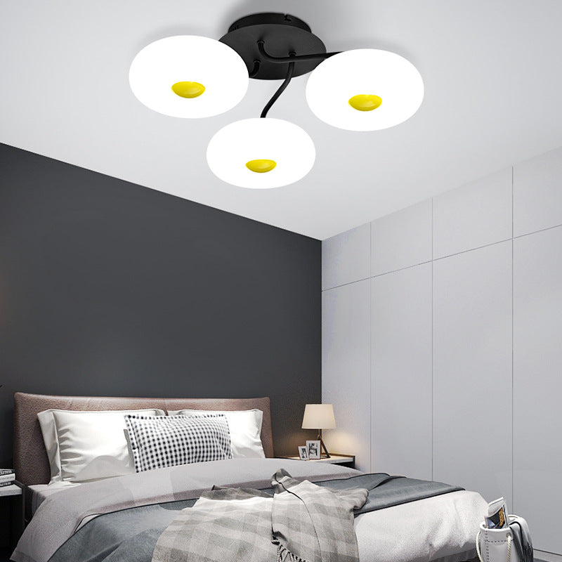 Contemporary White Circular Semi Flush Ceiling Light With 1/3/5 Heads - Acrylic Lamp For Living