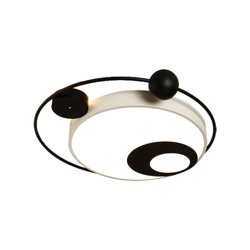 Modern Vintage Metal Flushmount Led Lighting In Warm Light With Diffuser - Square/Round Black/White