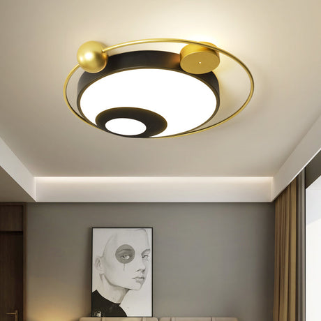 Modern Vintage Metal Flushmount Led Lighting In Warm Light With Diffuser - Square/Round Black/White