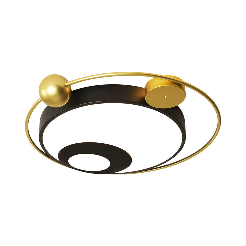 Modern Vintage Metal Flushmount Led Lighting In Warm Light With Diffuser - Square/Round Black/White