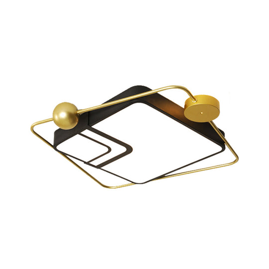 Modern Vintage Metal Flushmount Led Lighting In Warm Light With Diffuser - Square/Round Black/White