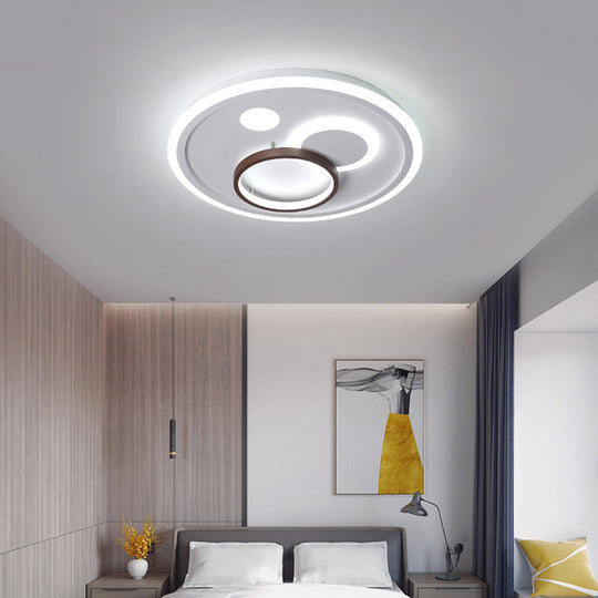Nordic Style Round Ceiling Flush Lamp With Integrated Led White And Diffuser - 16.5/20.5/24.5 Wide /