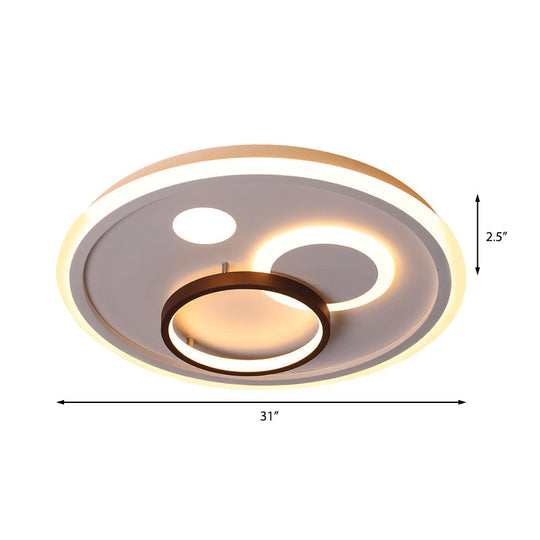 Nordic Style Round Ceiling Flush Lamp With Integrated Led White And Diffuser - 16.5/20.5/24.5 Wide