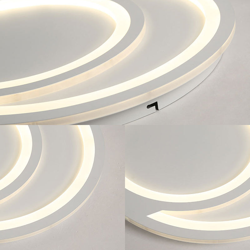 Modern White Ripple Flushmount Led Light Simple Metal Design 16’/19.5’/23.5’ Wide