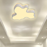 Abstract Flush Light - 16/19.5/23.5 Width Black/White Shade Led Contemporary Mount In Warm/White
