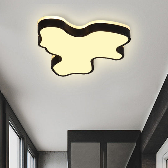 Abstract Flush Light - 16/19.5/23.5 Width Black/White Shade Led Contemporary Mount In Warm/White