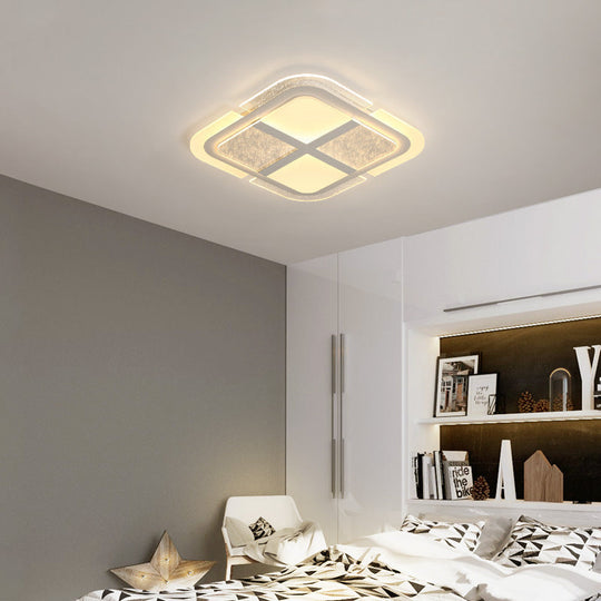 Square Led Ceiling Light With Mosaic Acrylic Design In Warm/White 16-23.5 Widths White / 16 Warm