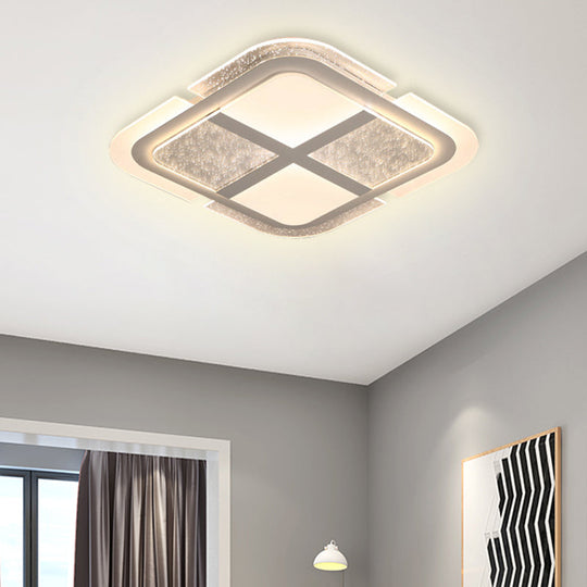 Square Led Ceiling Light With Mosaic Acrylic Design In Warm/White 16’ - 23.5’ Widths White /