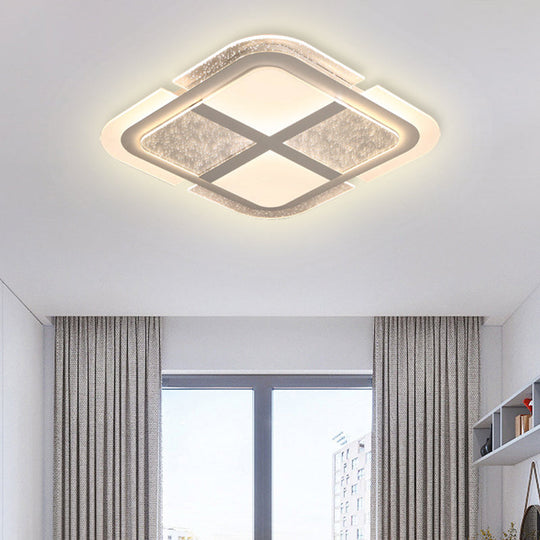 Square Led Ceiling Light With Mosaic Acrylic Design In Warm/White 16-23.5 Widths White / 23.5