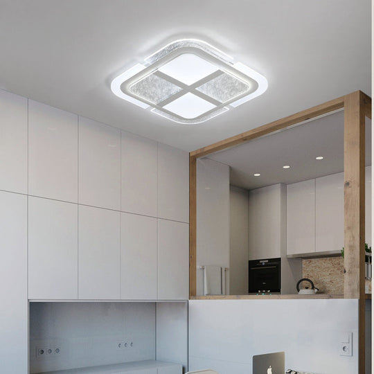 Square Led Ceiling Light With Mosaic Acrylic Design In Warm/White 16’ - 23.5’ Widths