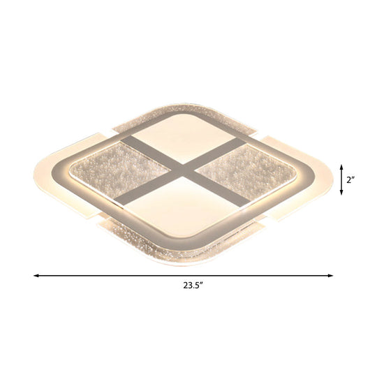 Square Led Ceiling Light With Mosaic Acrylic Design In Warm/White 16’ - 23.5’ Widths
