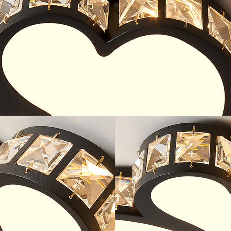 Modern Flushmount Ceiling Light With Crystal Accents And Frosted Diffuser - Black/Gold Led 3 Color