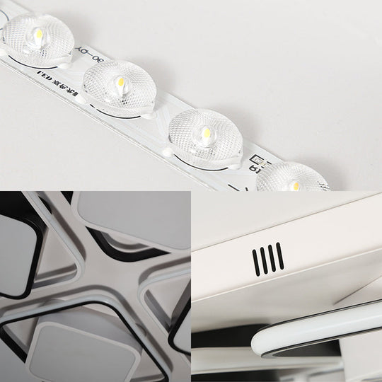 Modern Black & White Cube Led Flushmount Ceiling Light In 27.5/41 Sizes