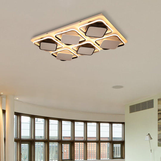 Modern Black & White Cube Led Flushmount Ceiling Light In 27.5’/41’ Sizes / 41’