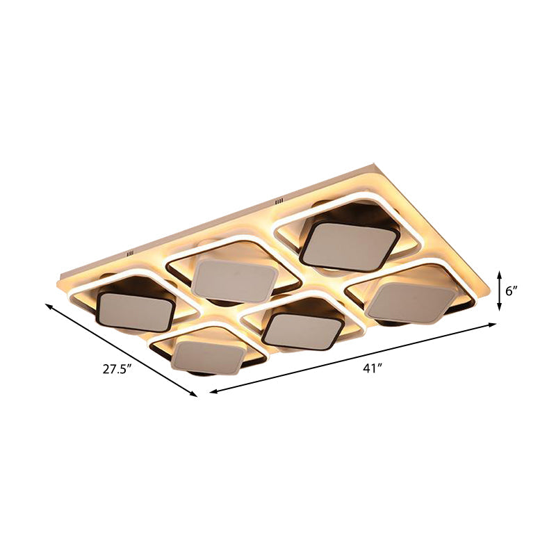 Modern Black & White Cube Led Flushmount Ceiling Light In 27.5/41 Sizes