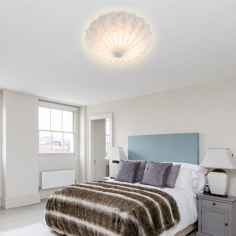 Modern White Acrylic Flush Mount Led Light With Dome Shade - 21’/26’ Wide