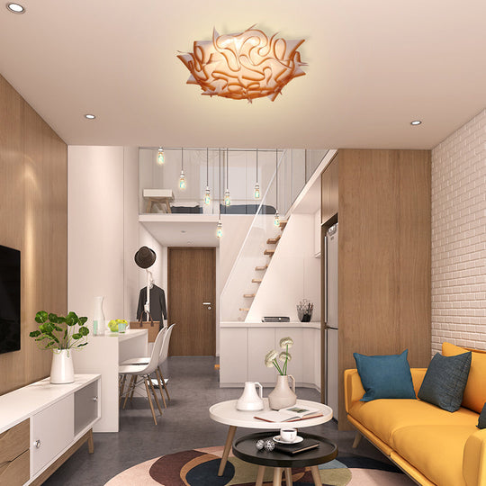 Contemporary Acrylic Flush Ceiling Lamp With Led Light Fixture - Blue/Brown/Orange