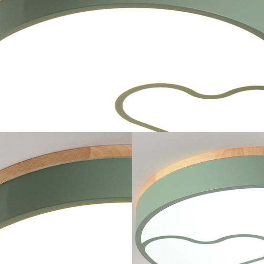 Nordic Led Flush Light With Metal Round Shade - Green/Grey/White Ceiling Lamp In Warm/White