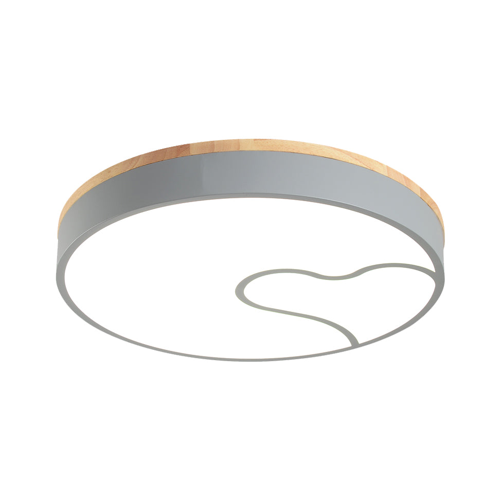 Nordic Led Flush Light With Metal Round Shade - Green/Grey/White Ceiling Lamp In Warm/White