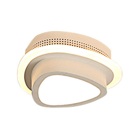 Modern Led Flush Ceiling Lamp In Black/White - Round Square Or Triangle Acrylic Design For Corridor