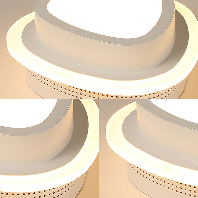 Modern Led Flush Ceiling Lamp In Black/White - Round Square Or Triangle Acrylic Design For Corridor