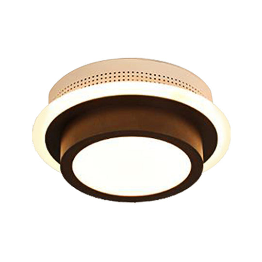 Modern Led Flush Ceiling Lamp In Black/White - Round Square Or Triangle Acrylic Design For Corridor