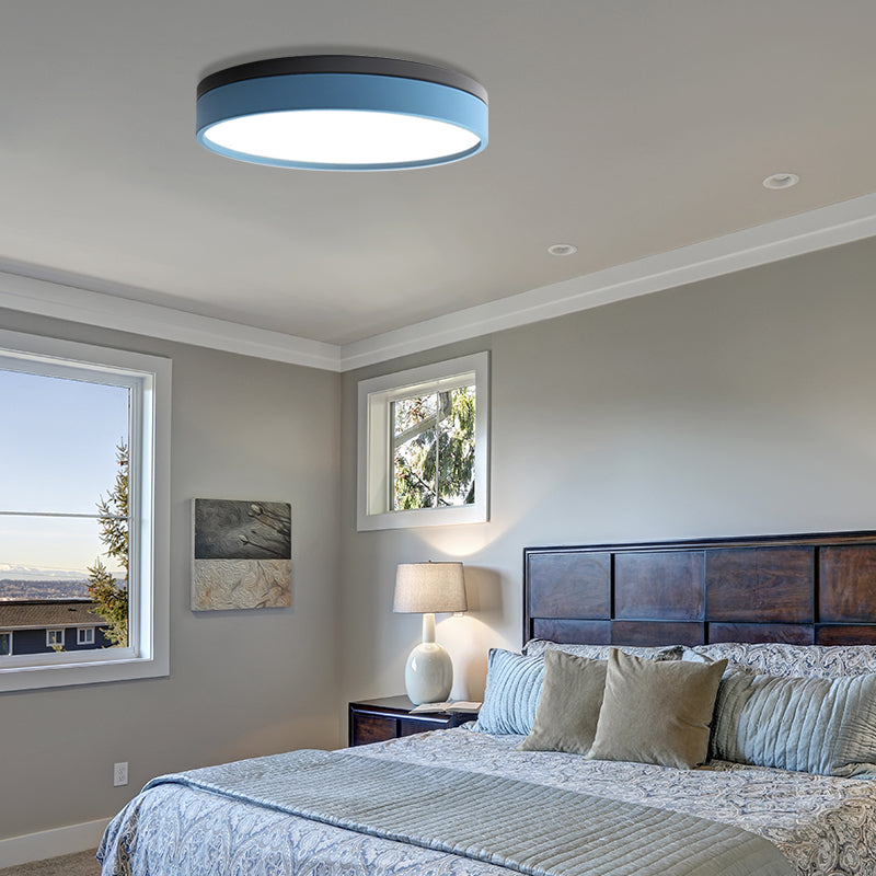 Nordic Tambour Led Ceiling Light In White With 12/16/19.5 Inch Diameter And Color Options