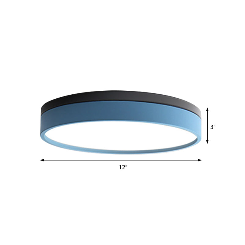 Nordic Tambour Led Ceiling Light In White With 12/16/19.5 Inch Diameter And Color Options