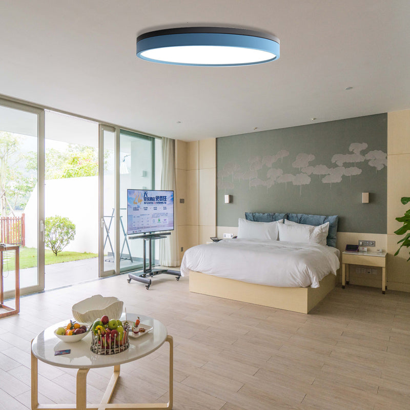 Nordic Tambour Led Ceiling Light In White With 12/16/19.5 Inch Diameter And Color Options