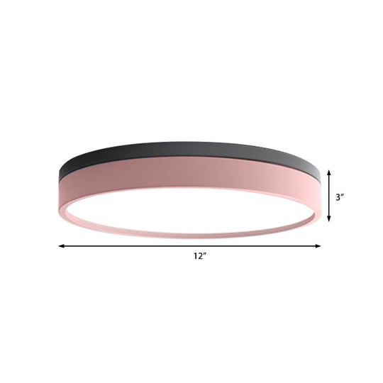 Nordic Tambour Led Ceiling Light In White With 12/16/19.5 Inch Diameter And Color Options