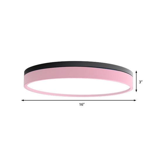 Nordic Tambour Led Ceiling Light In White With 12/16/19.5 Inch Diameter And Color Options