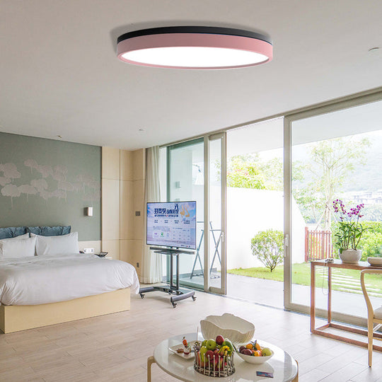 Nordic Tambour Led Ceiling Light In White With 12/16/19.5 Inch Diameter And Color Options