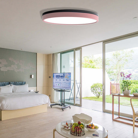 Nordic Tambour Led Ceiling Light In White With 12/16/19.5 Inch Diameter And Color Options