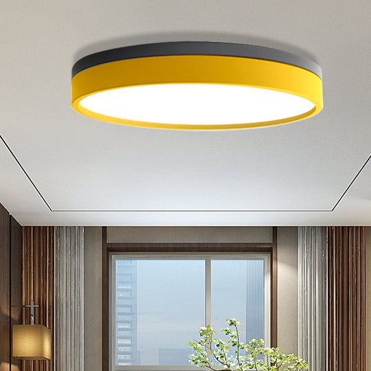 Nordic Tambour Led Ceiling Light In White With 12/16/19.5 Inch Diameter And Color Options Yellow /