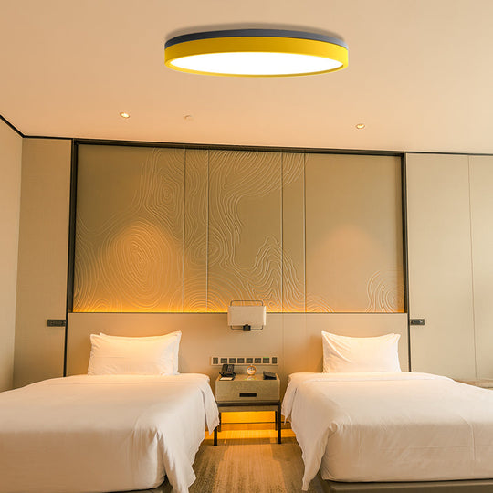 Nordic Tambour Led Ceiling Light In White With 12/16/19.5 Inch Diameter And Color Options