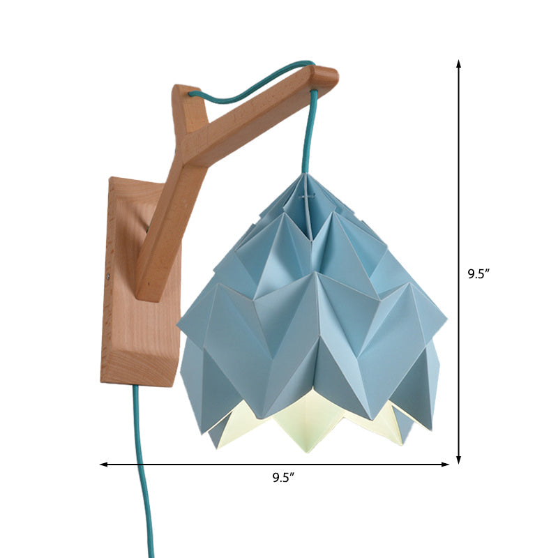 Macaron Wall Mounted Lamp With Domed Shade - Wood Backplate 1 Head White/Pink/Yellow/Blue/Green