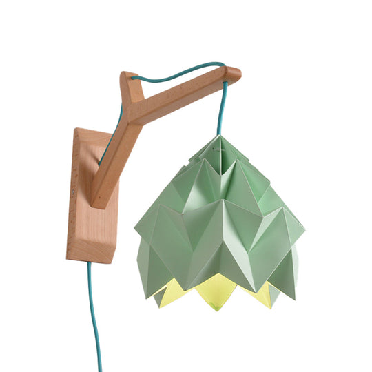 Macaron Wall Mounted Lamp With Domed Shade - Wood Backplate 1 Head White/Pink/Yellow/Blue/Green