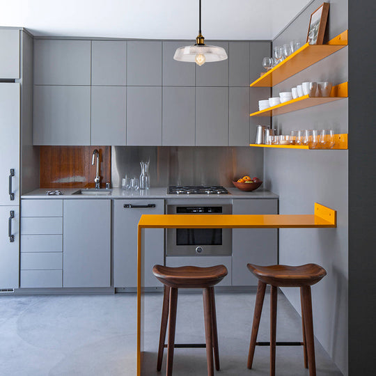 Farmhouse Brass Dome Pendant Ceiling Light With Clear Prismatic Glass For Dining Room - 1 8’/10