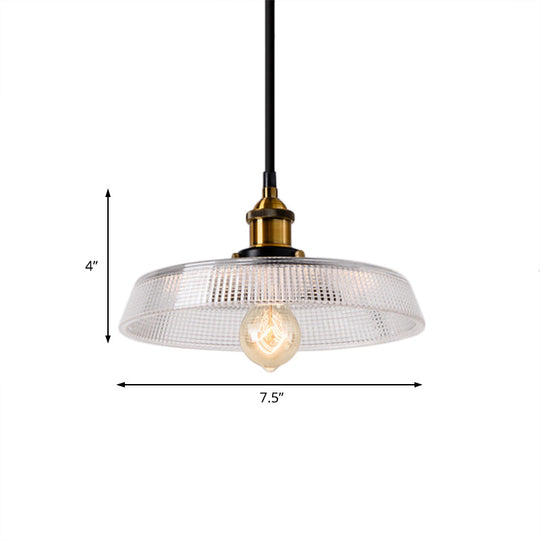 Farmhouse Brass Dome Pendant Ceiling Light With Clear Prismatic Glass For Dining Room - 1 8’/10