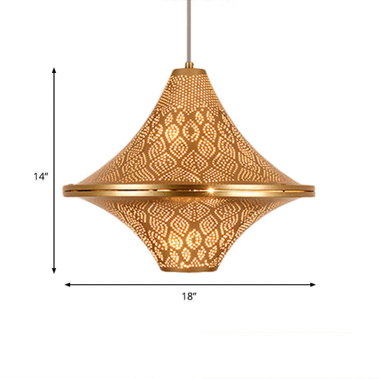 Flying Saucer Ceiling Light - Arab 14/21.5 H Metal Pendant Lighting Fixture In Brass