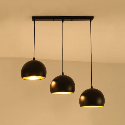 Industrial Style Metallic Globe Pendant Light With 3 Heads Black For Living Room Ceiling -