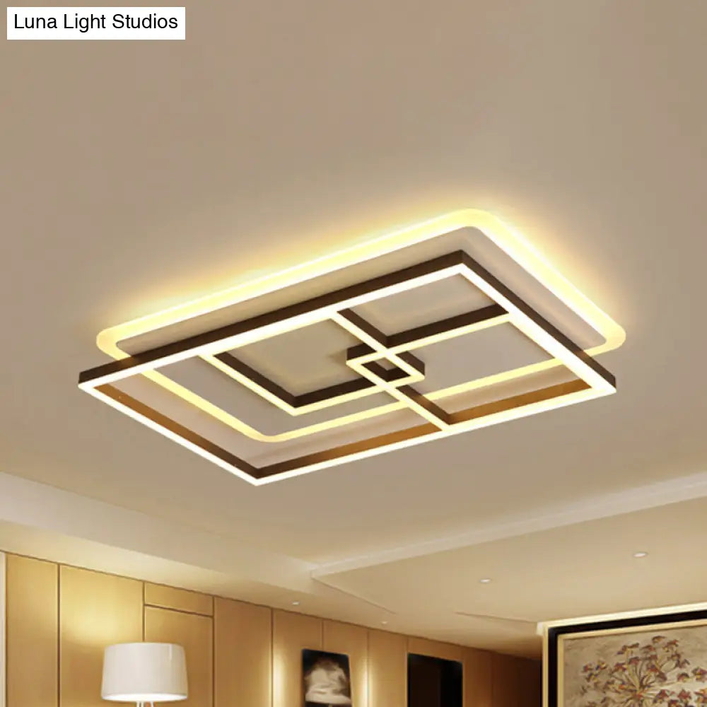 39/47 Simple Rectangular Ceiling Lamp: Acrylic Led Flush Mount Lighting For Living Room Warm/White