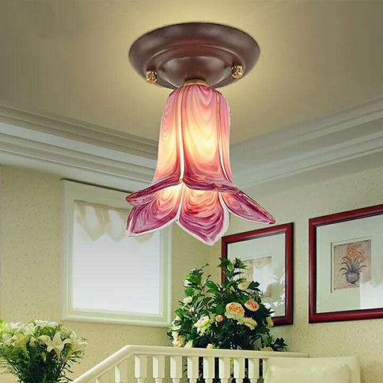 Countryside 1 - Light Metal Ceiling Lamp For Living Room Led Flush Mount Lighting - Lily/Tulip