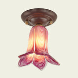 Countryside 1-Light Metal Ceiling Lamp For Living Room Led Flush Mount Lighting - Lily/Tulip Design