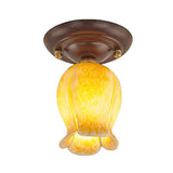 Countryside 1-Light Metal Ceiling Lamp For Living Room Led Flush Mount Lighting - Lily/Tulip Design