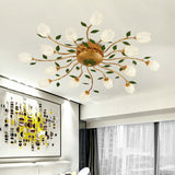 Romantic Brass Spiral Led Flower Ceiling Light Fixture - Semi Flush 16 Heads Bedroom Décor / C
