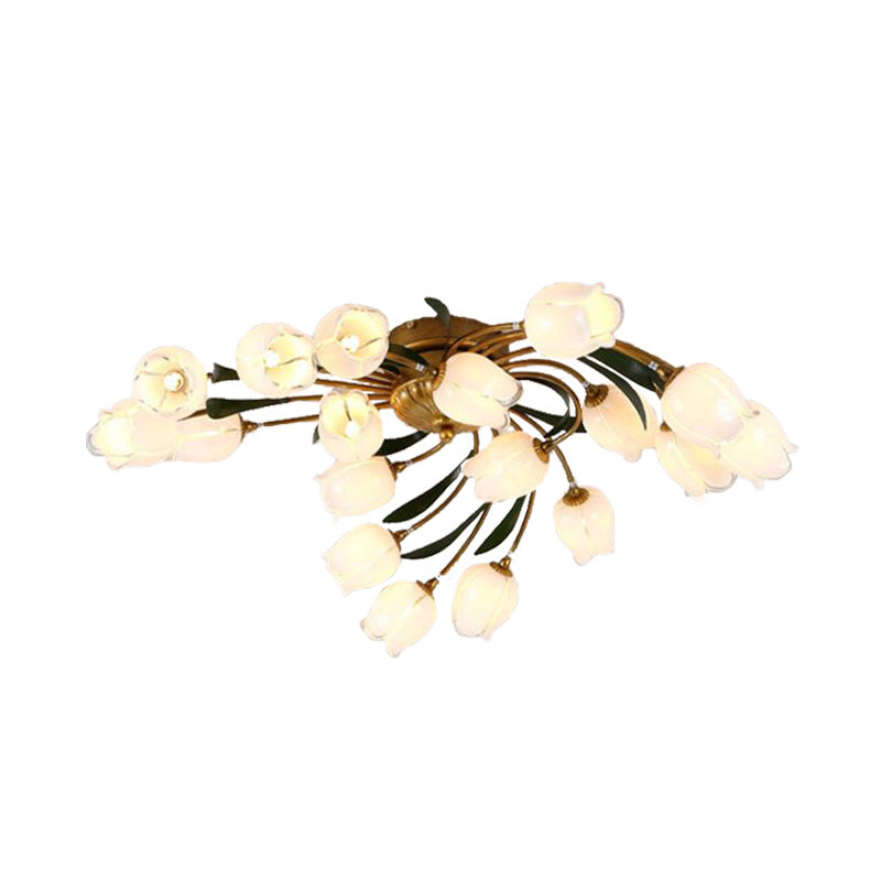 18 - Light Brass Led Ceiling Semi - Flush Mount For American Garden Inspired Living Rooms