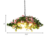 Blossom Metal Chandelier: Retro 3-Light Led Ceiling Lamp In Green 16/19.5/23.5 Width