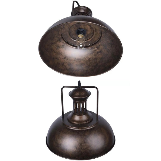 Industrial Stylish Domed Pendant Light In Aged Silver - 13’/16’ Wide Ideal For Dining Room